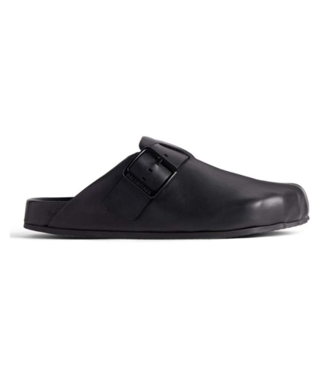 BALENCIAGA Черные кожаные мюли, фото 1