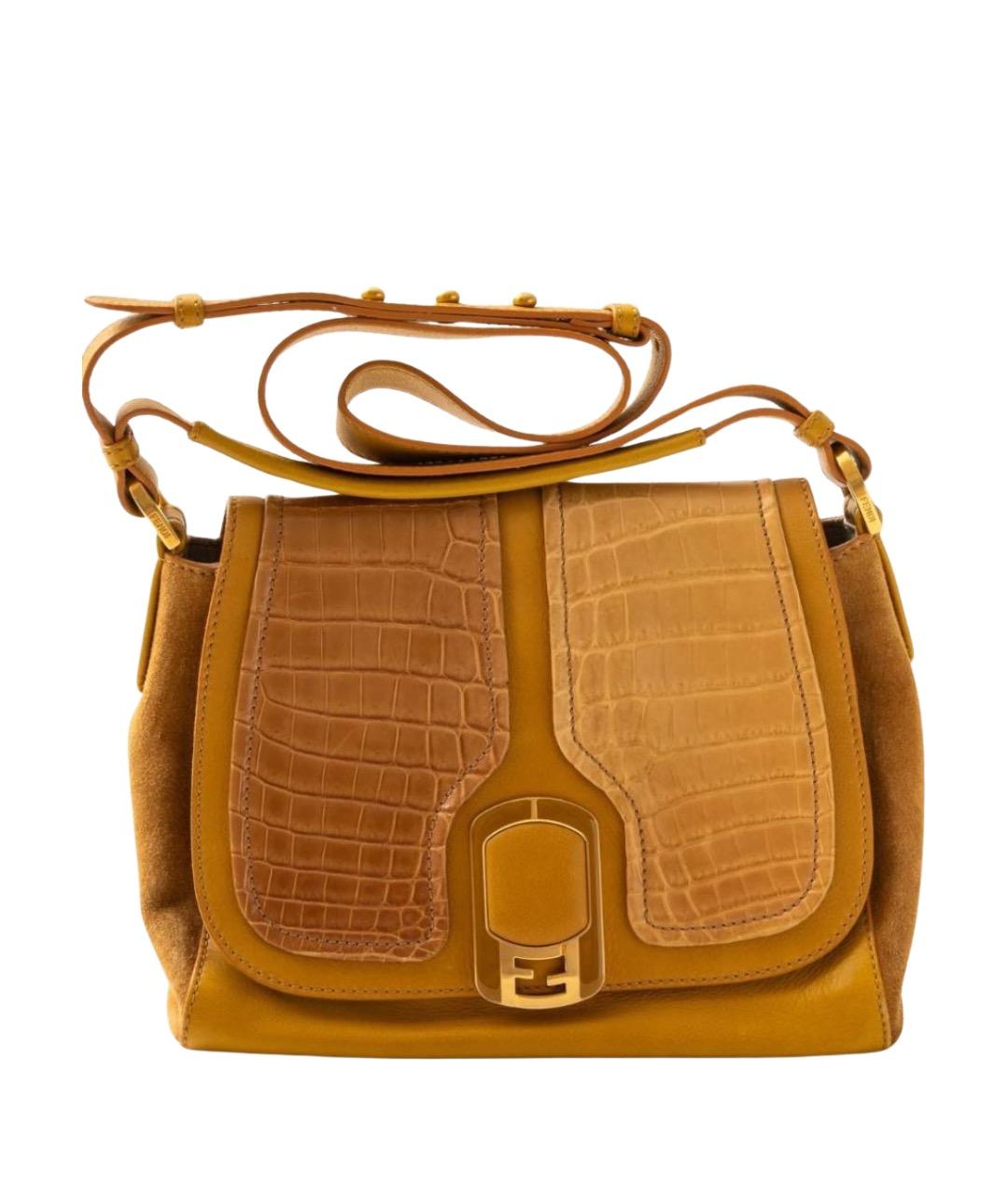 FENDI Коричневая сумка через плечо из экзотической кожи, фото 1