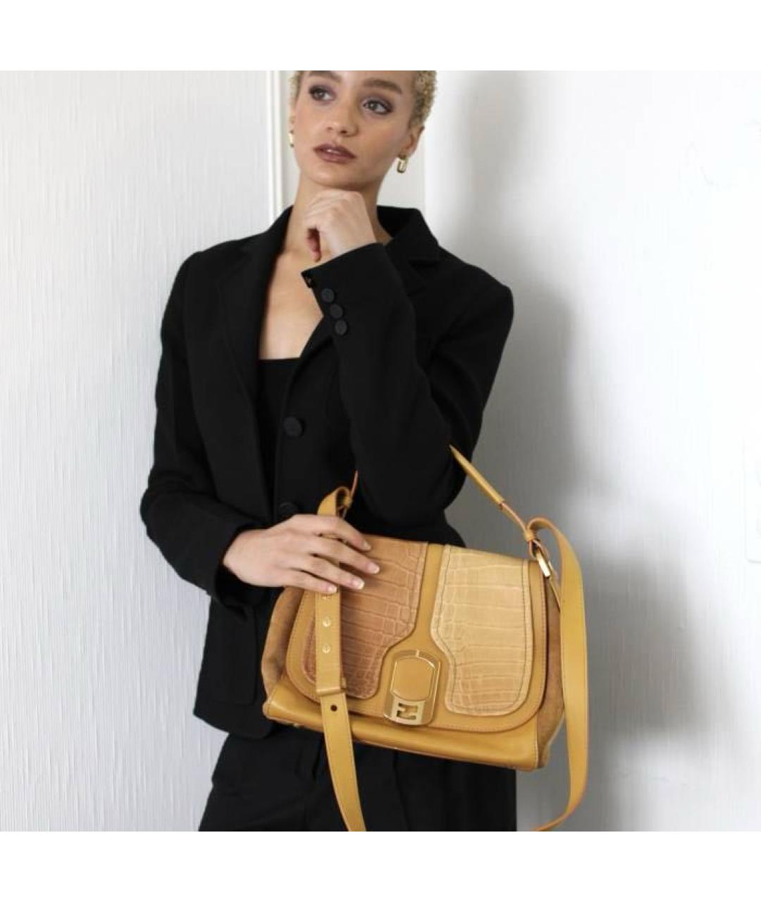 FENDI Коричневая сумка через плечо из экзотической кожи, фото 5