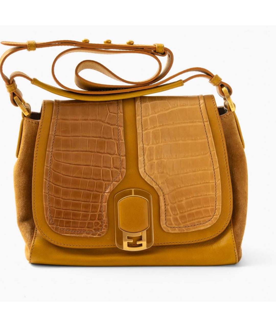 FENDI Коричневая сумка через плечо из экзотической кожи, фото 6