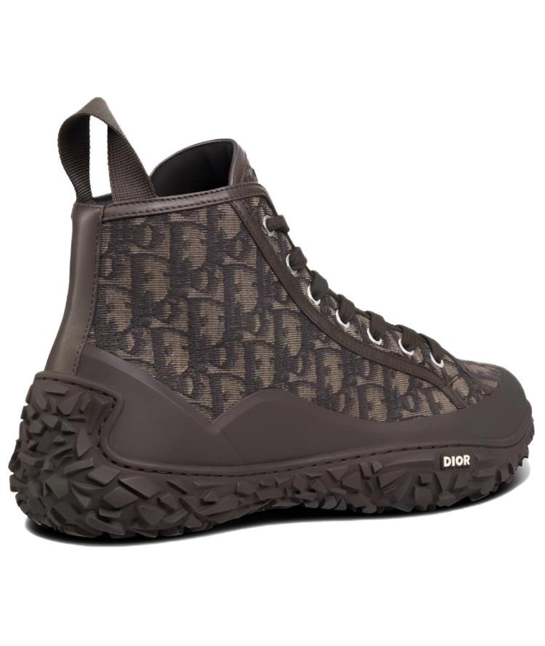 CHRISTIAN DIOR Коричневые текстильные высокие ботинки, фото 5