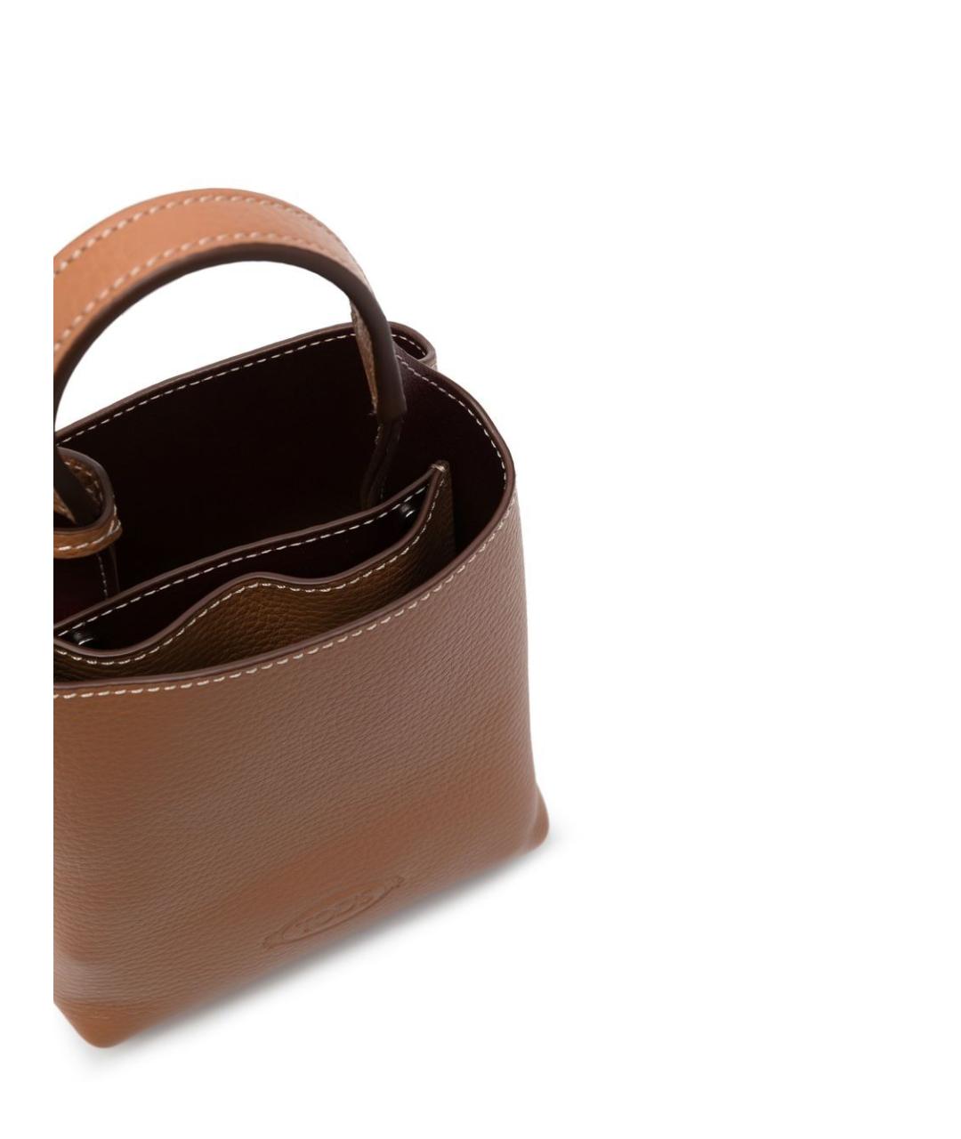 TOD'S Коричневая кожаная сумка с короткими ручками, фото 2