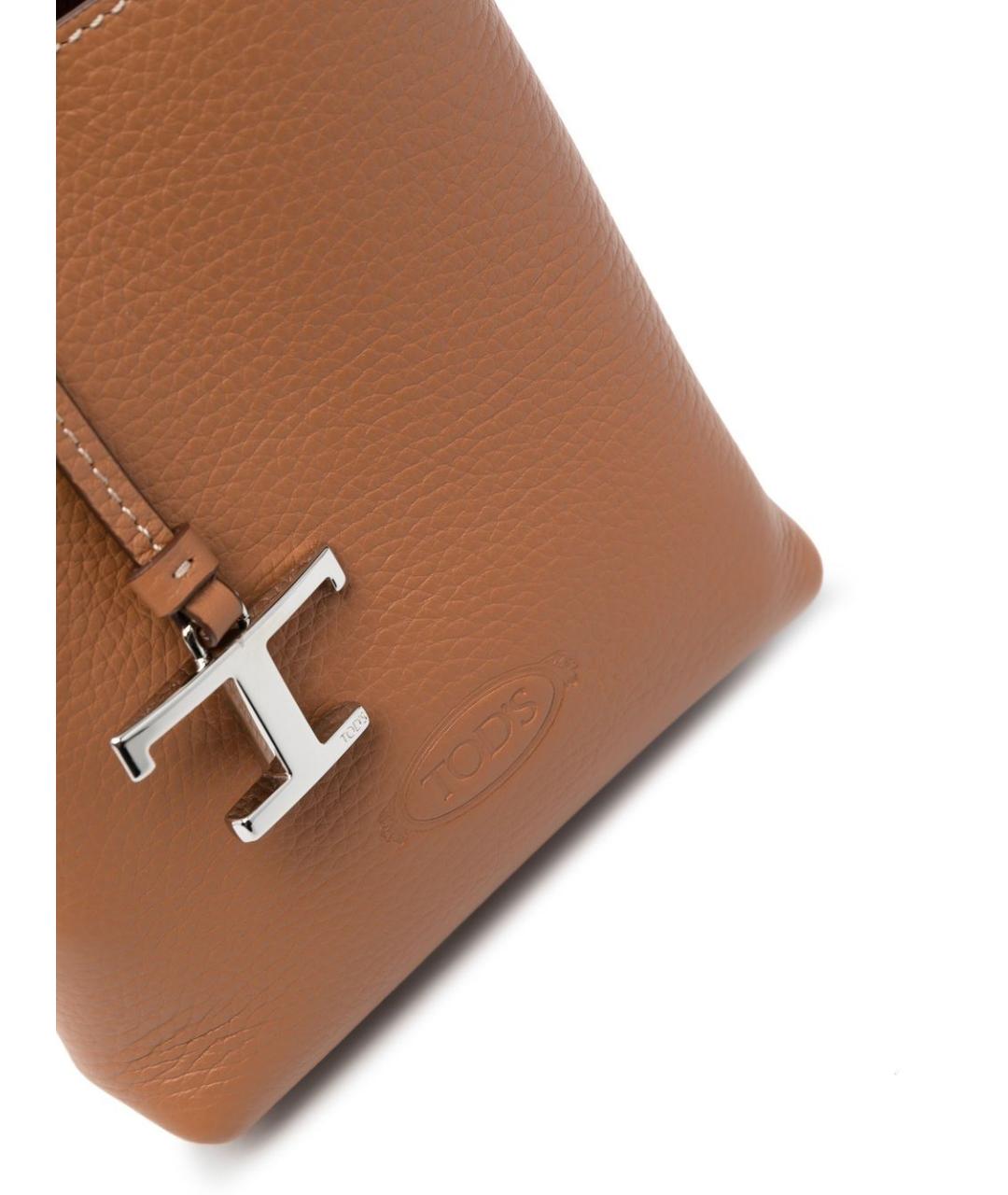 TOD'S Коричневая кожаная сумка с короткими ручками, фото 6
