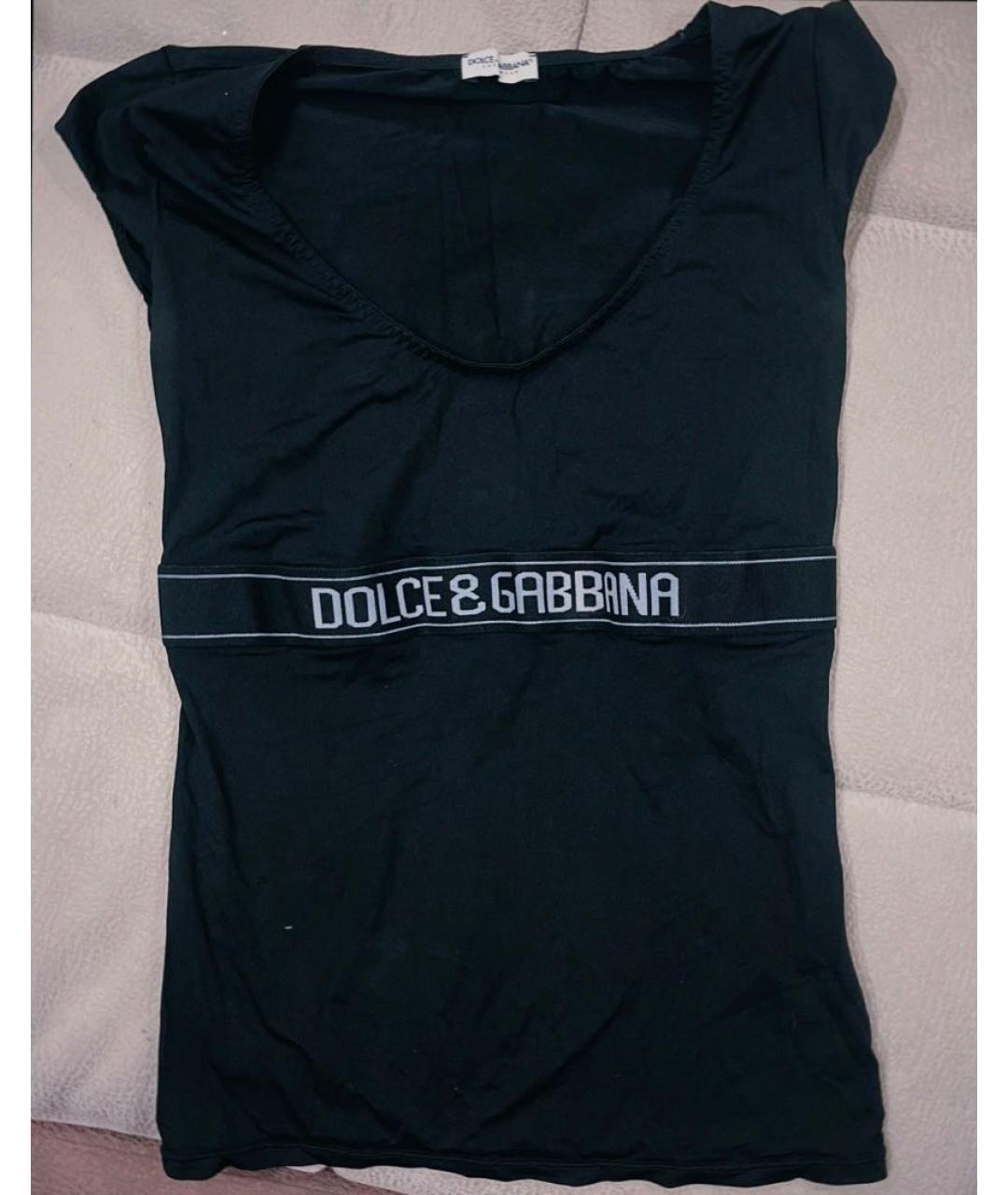 DOLCE&GABBANA Черная синтетическая футболка, фото 2