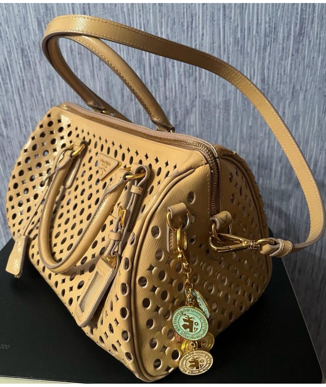 PRADA Бежевая кожаная сумка тоут, фото 5