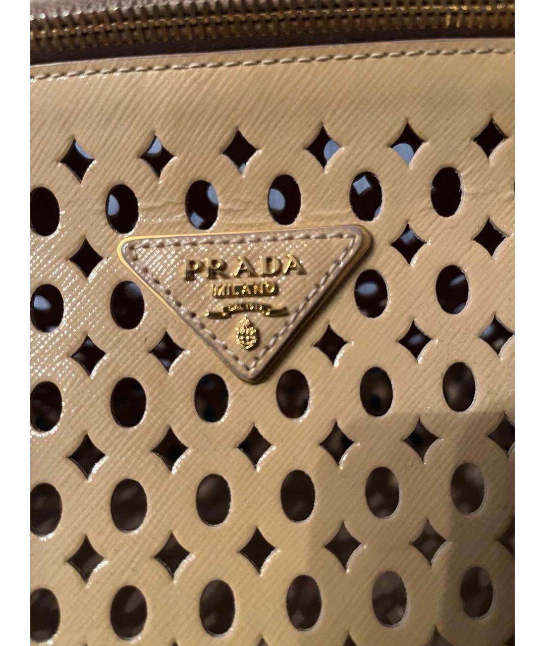 PRADA Бежевая кожаная сумка тоут, фото 7