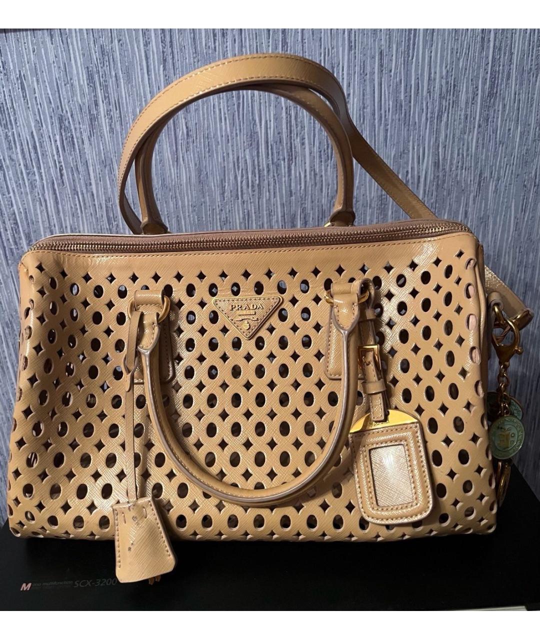 PRADA Бежевая кожаная сумка тоут, фото 9