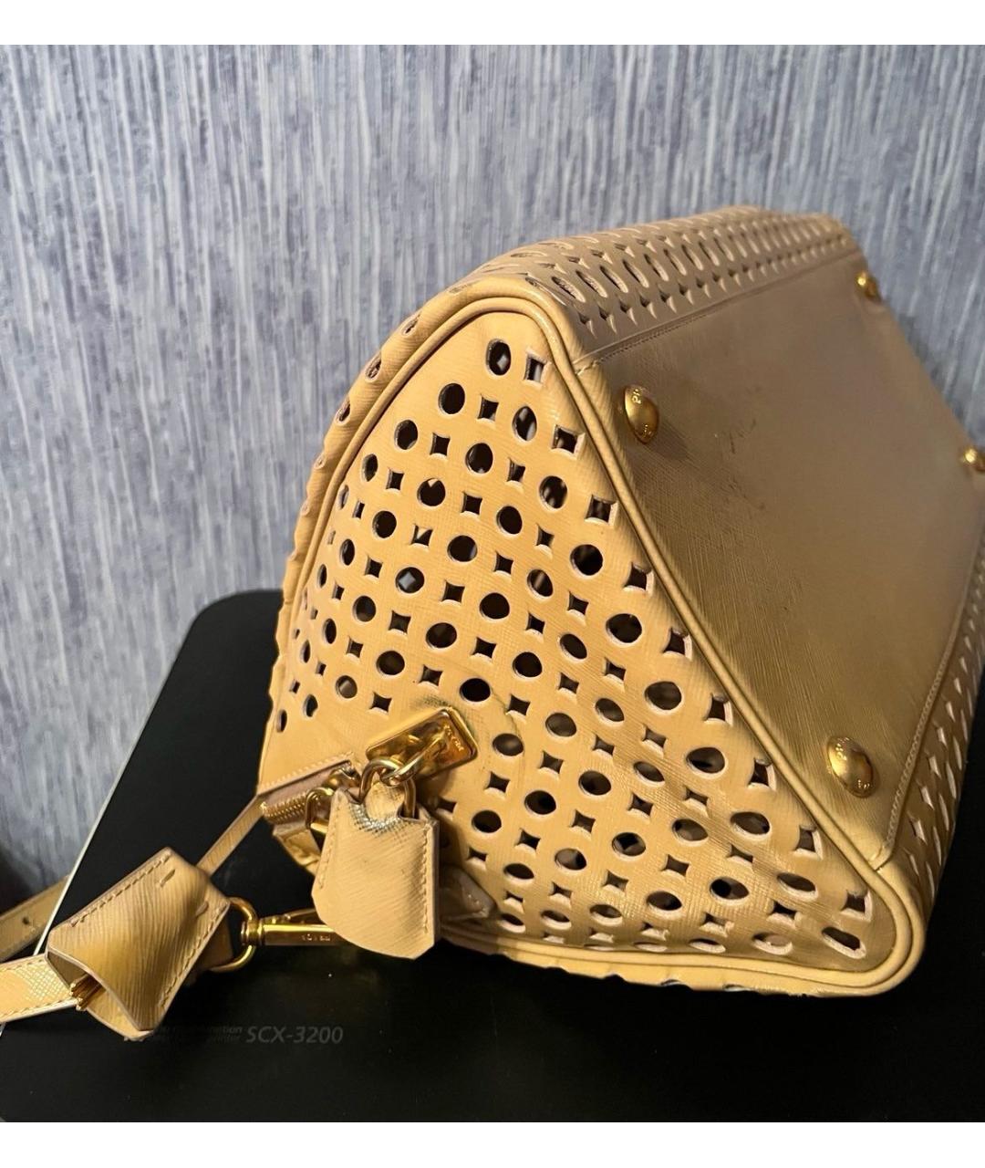 PRADA Бежевая кожаная сумка тоут, фото 6