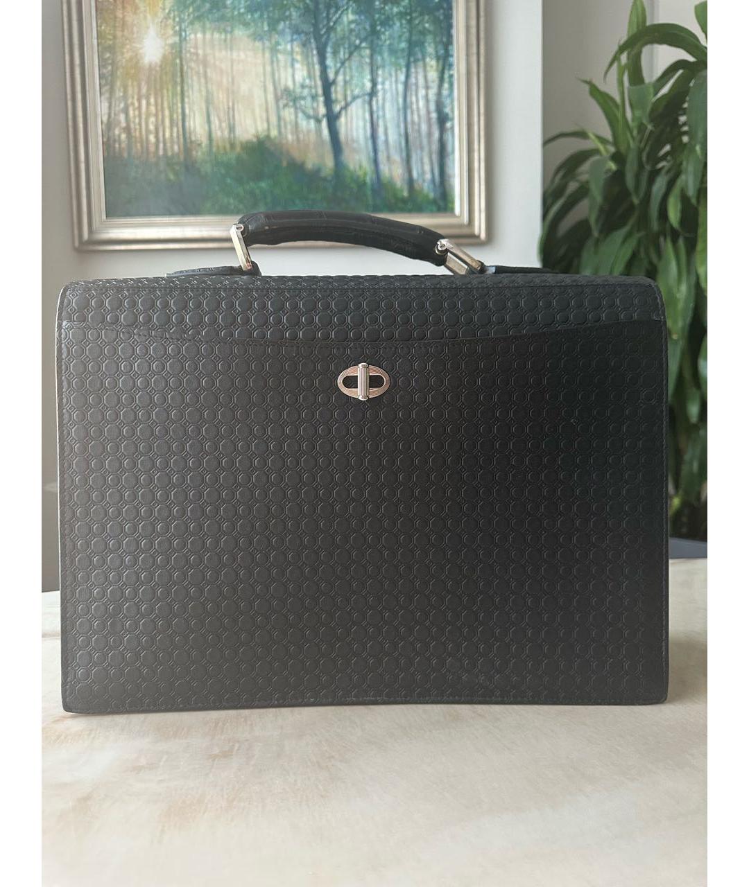 STEFANO RICCI Черный кожаный портфель, фото 3