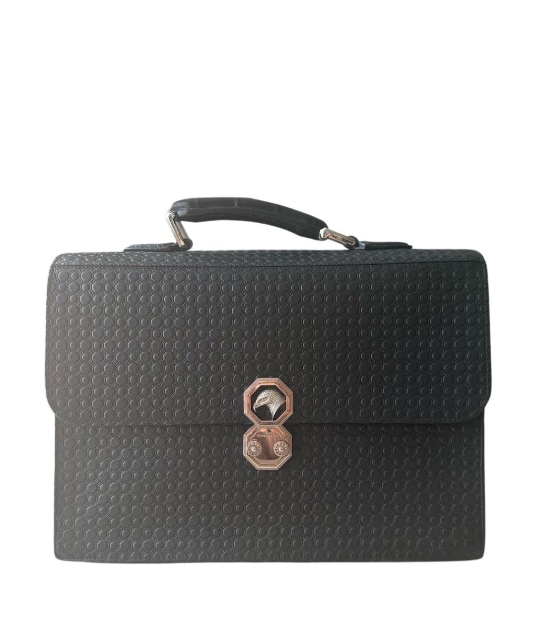 STEFANO RICCI Черный кожаный портфель, фото 1