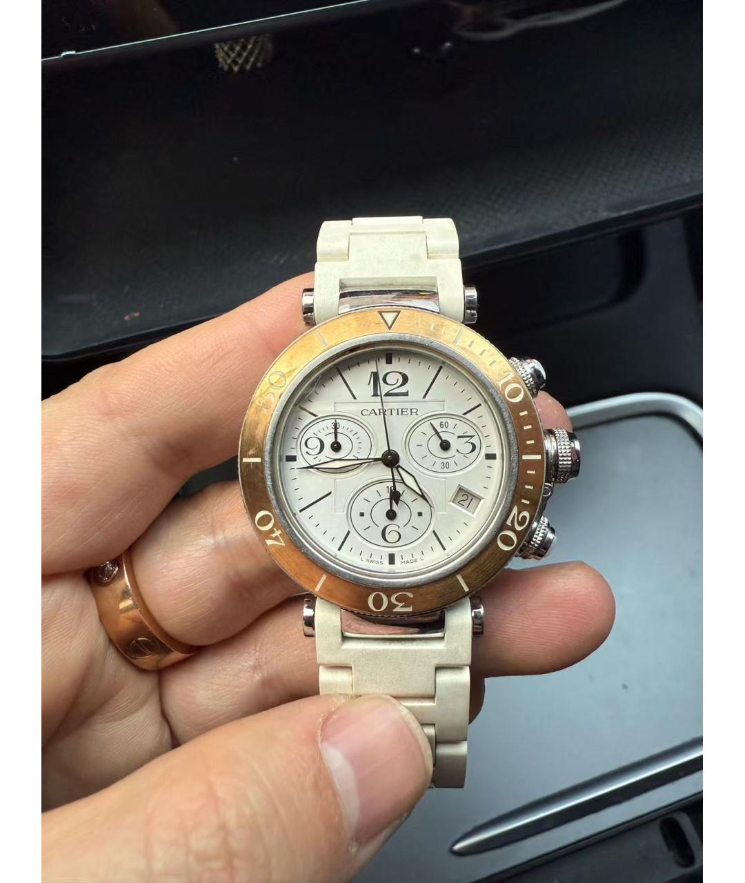 CARTIER Белые часы из розового золота, фото 2