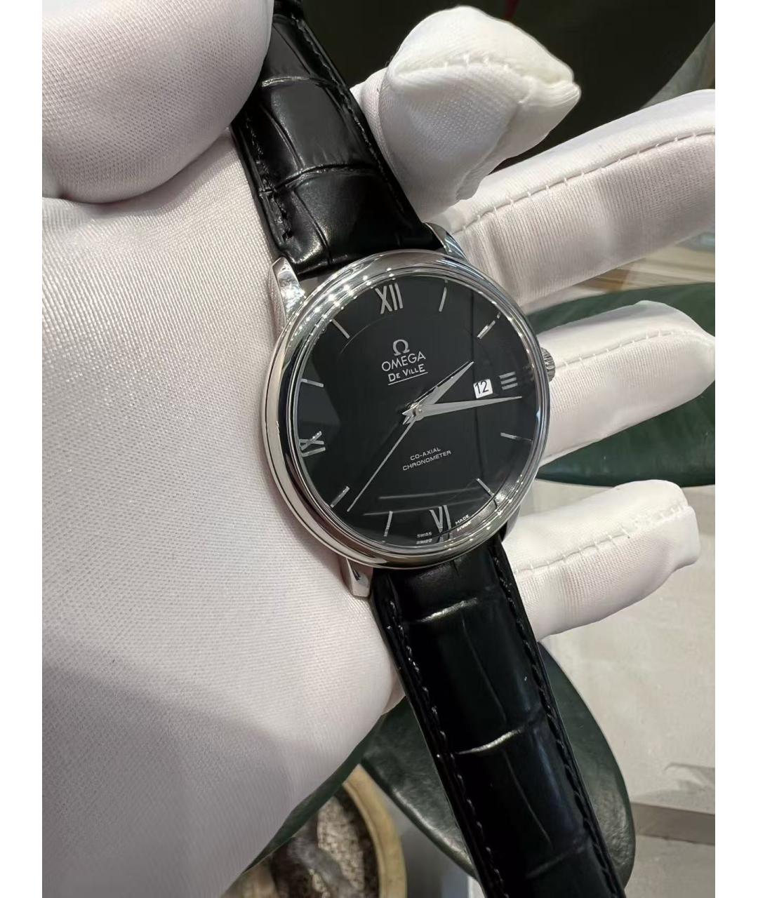 OMEGA Черные часы, фото 4