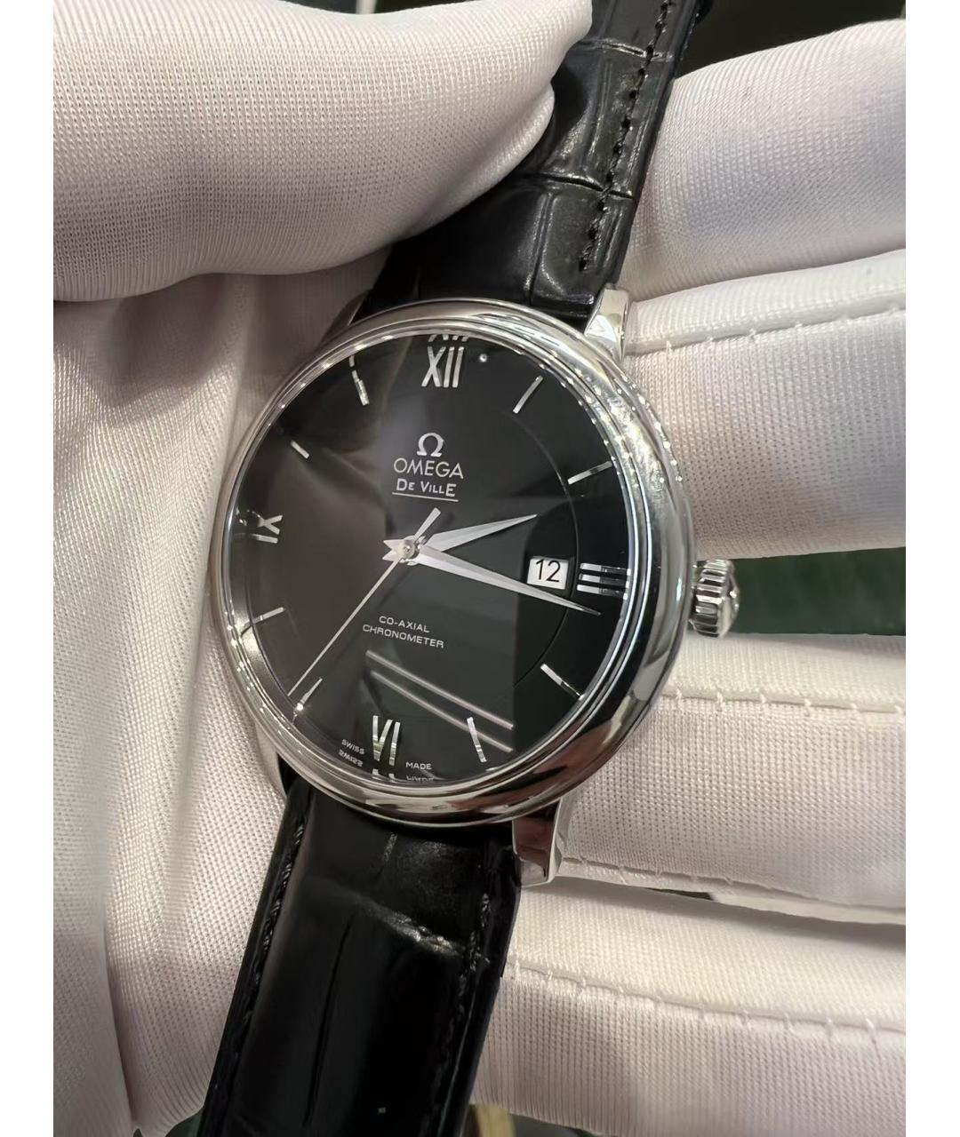 OMEGA Черные часы, фото 3