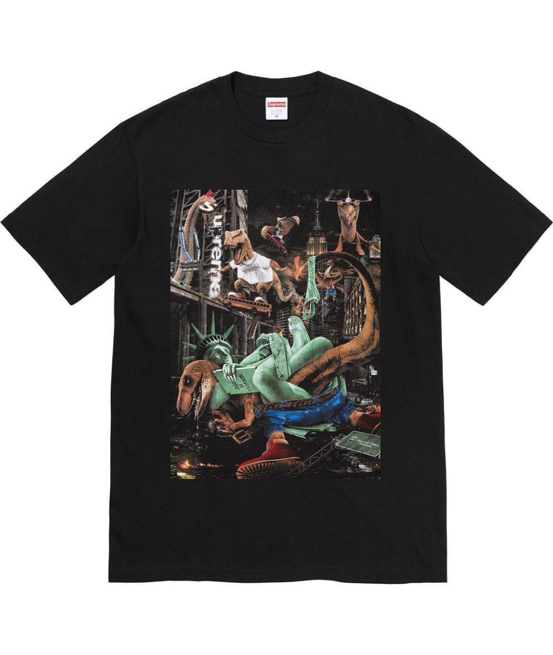 SUPREME Черная хлопковая футболка, фото 1