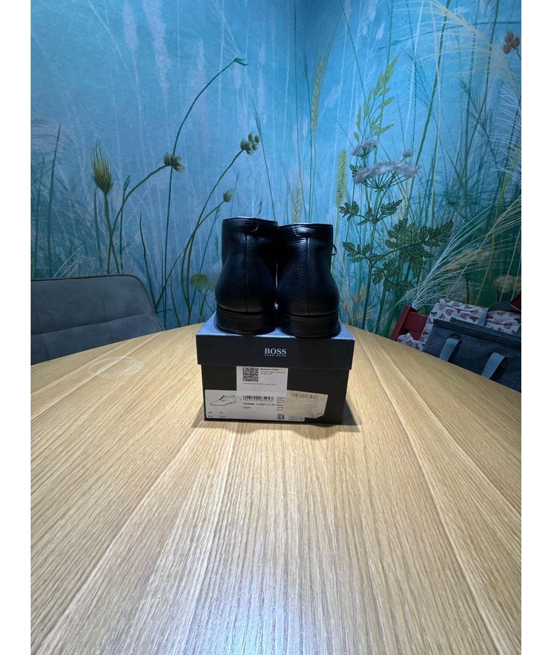 HUGO BOSS Черные кожаные высокие ботинки, фото 4