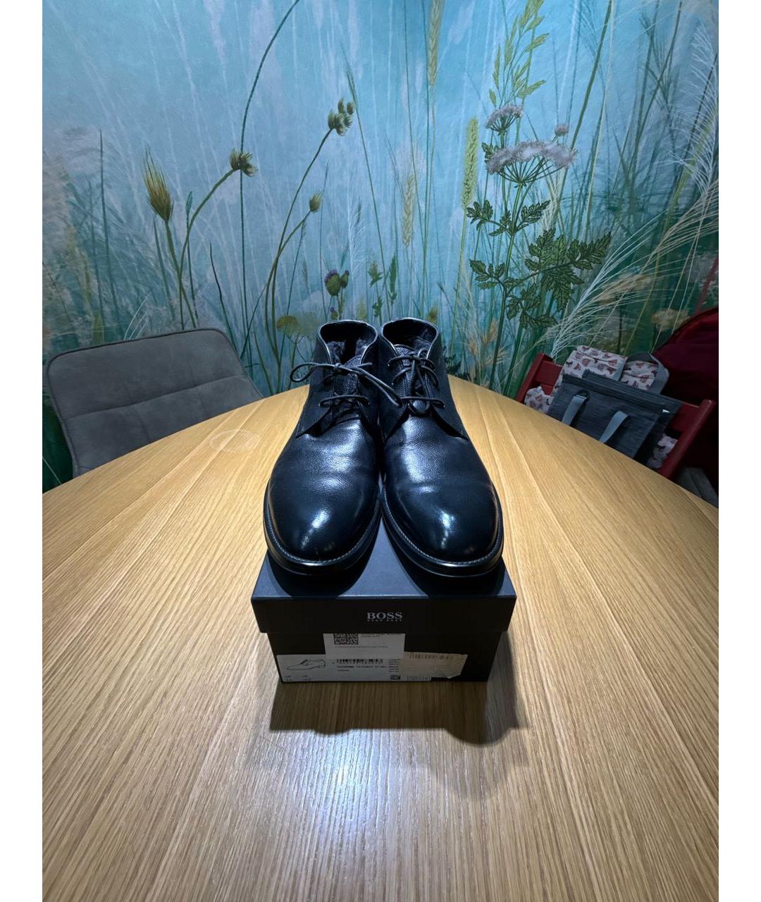 HUGO BOSS Черные кожаные высокие ботинки, фото 2