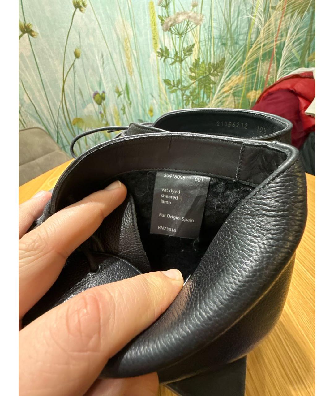 HUGO BOSS Черные кожаные высокие ботинки, фото 5