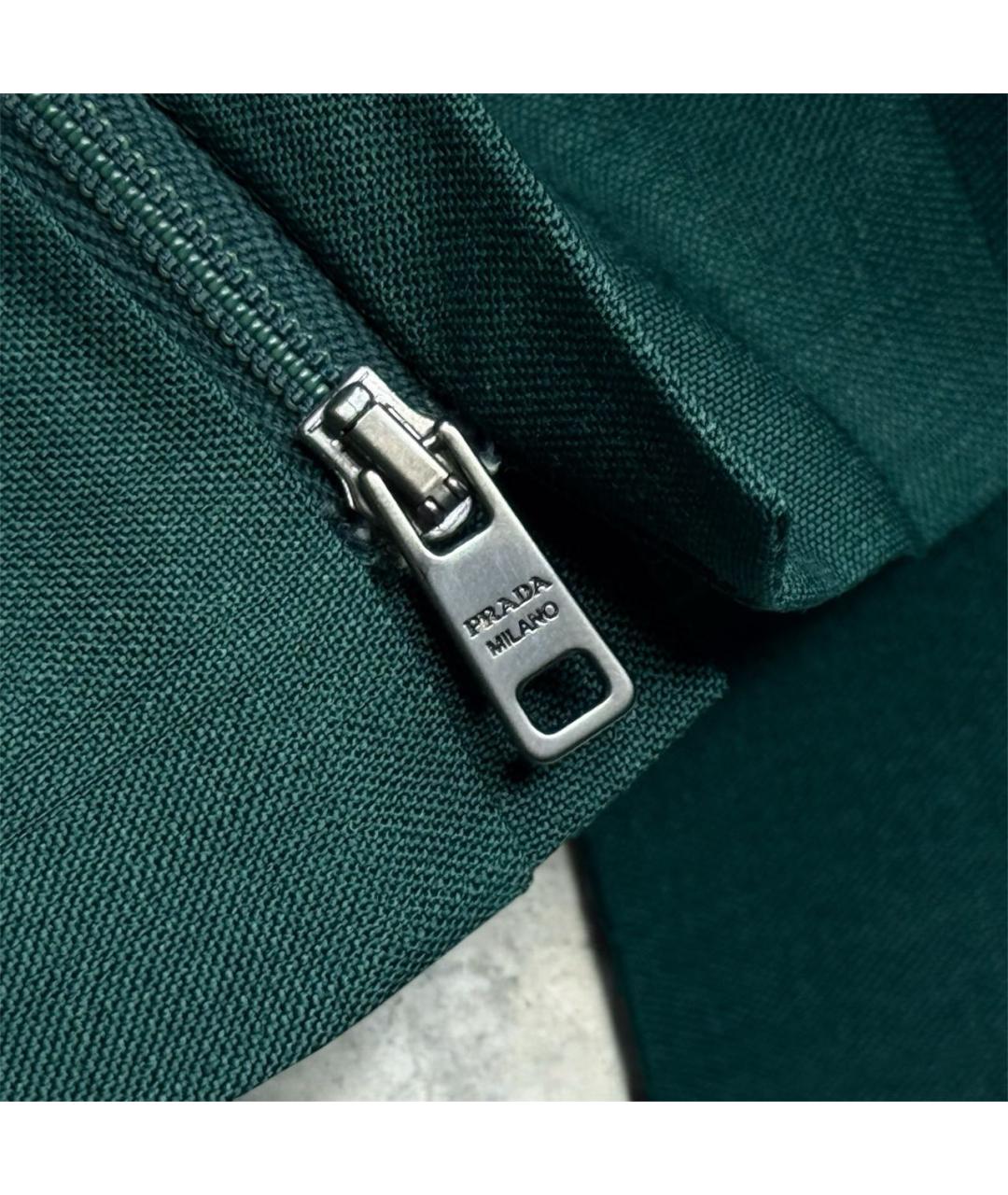 PRADA Зеленые шерстяные классические брюки, фото 7