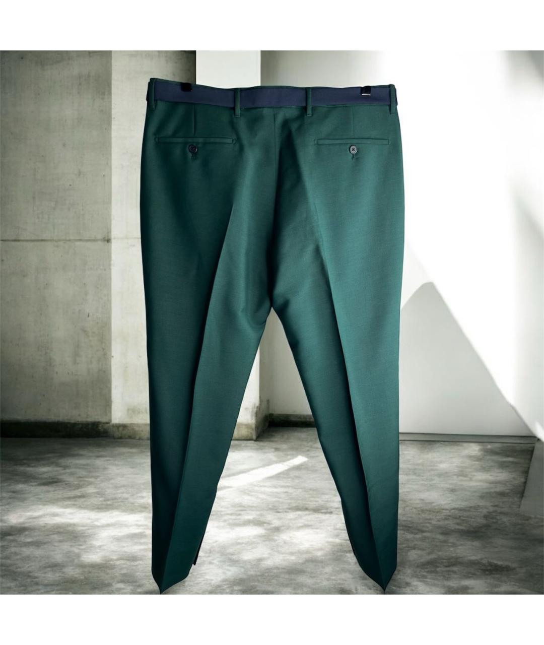 PRADA Зеленые шерстяные классические брюки, фото 3