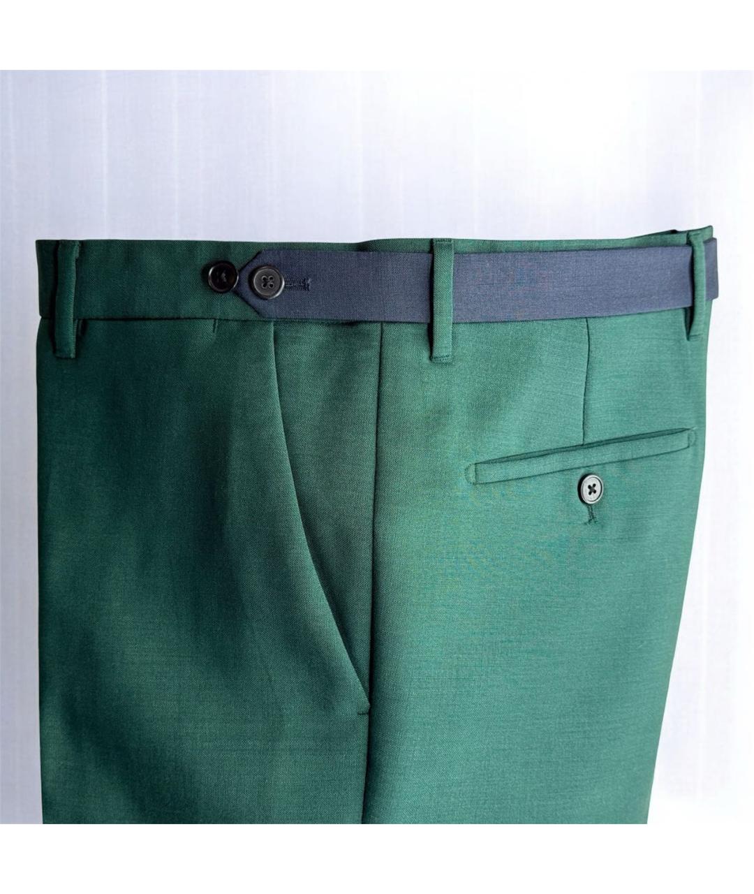 PRADA Зеленые шерстяные классические брюки, фото 5
