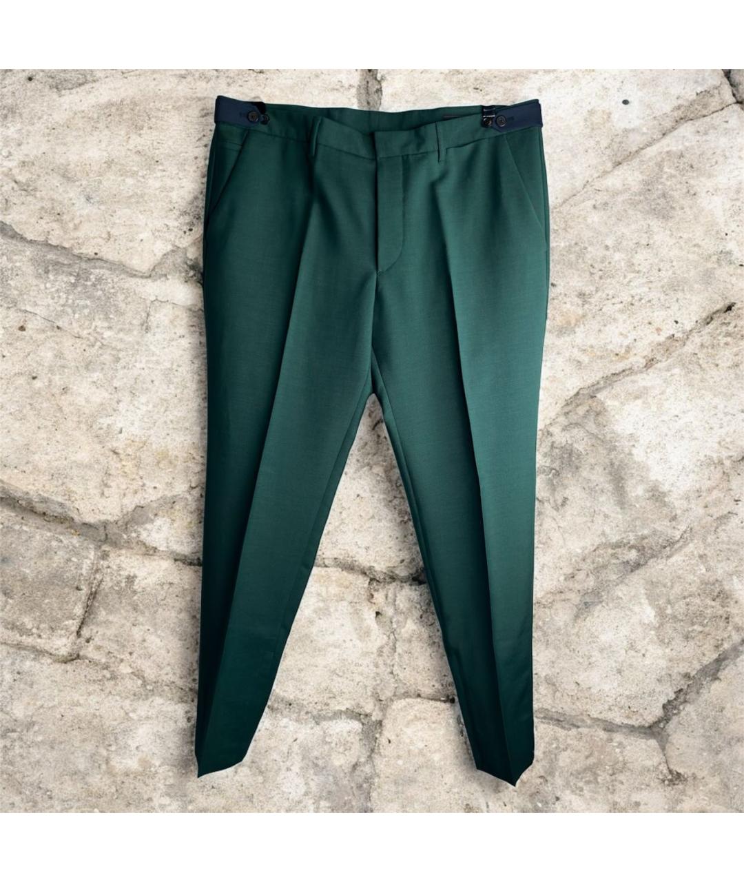 PRADA Зеленые шерстяные классические брюки, фото 9