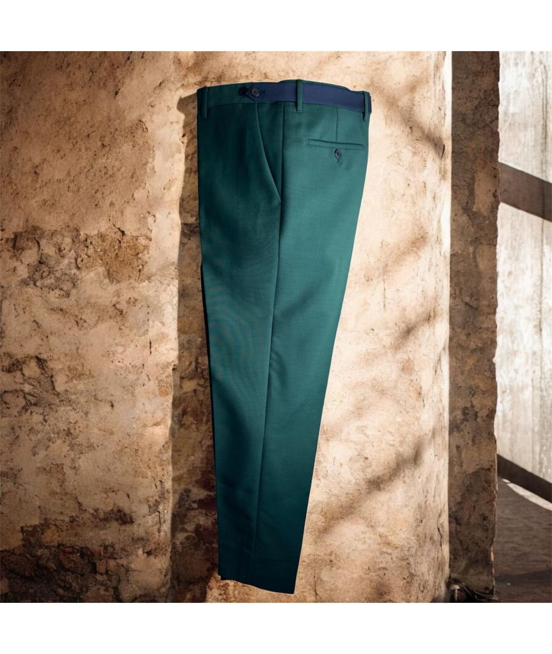 PRADA Зеленые шерстяные классические брюки, фото 6