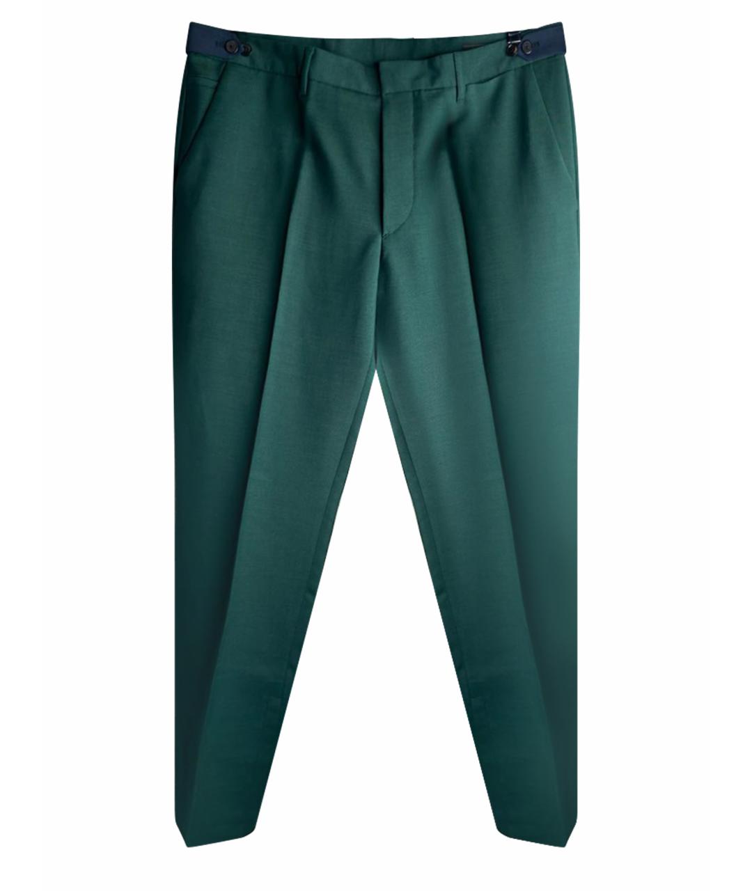 PRADA Зеленые шерстяные классические брюки, фото 1