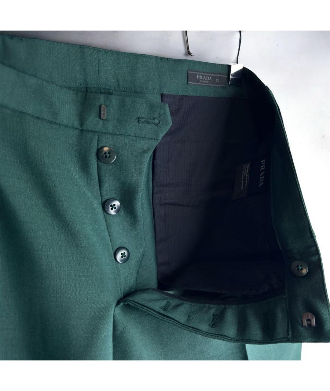 PRADA Зеленые шерстяные классические брюки, фото 4