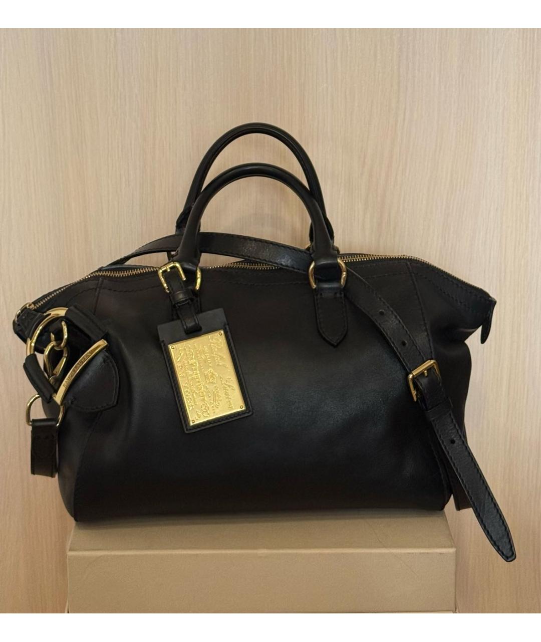 RALPH LAUREN Черная кожаная сумка через плечо, фото 4