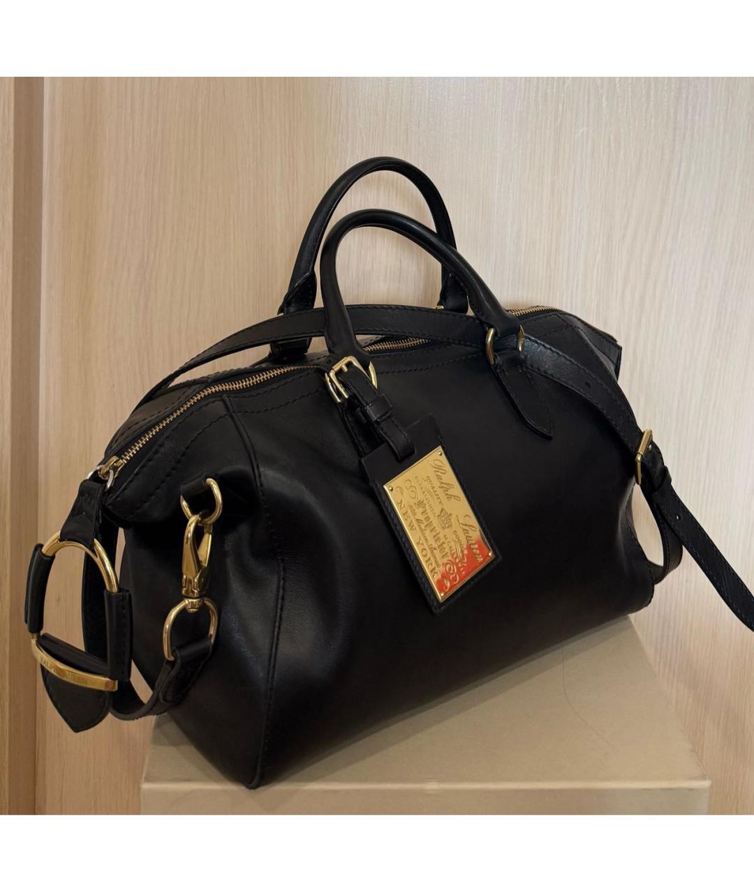 RALPH LAUREN Черная кожаная сумка через плечо, фото 2