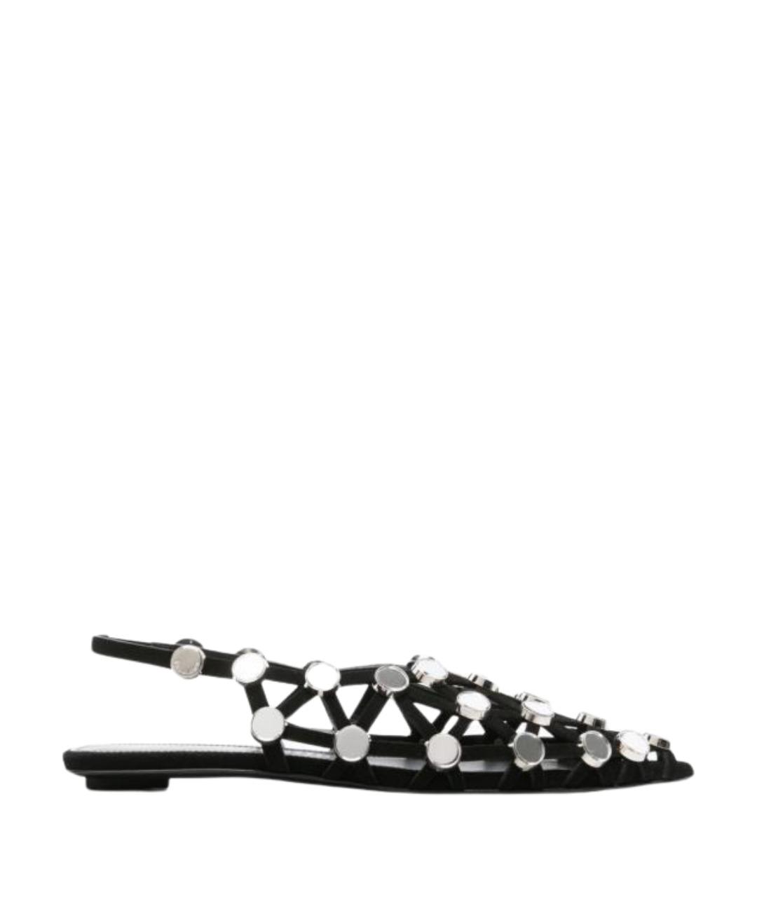 THE ATTICO Черные кожаные балетки, фото 1