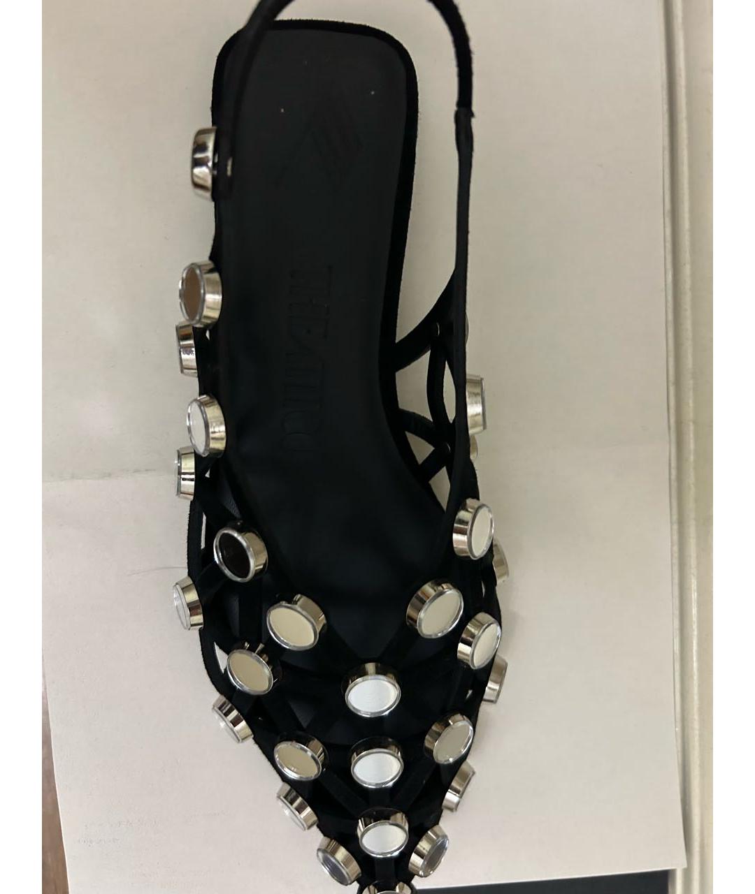 THE ATTICO Черные кожаные балетки, фото 2