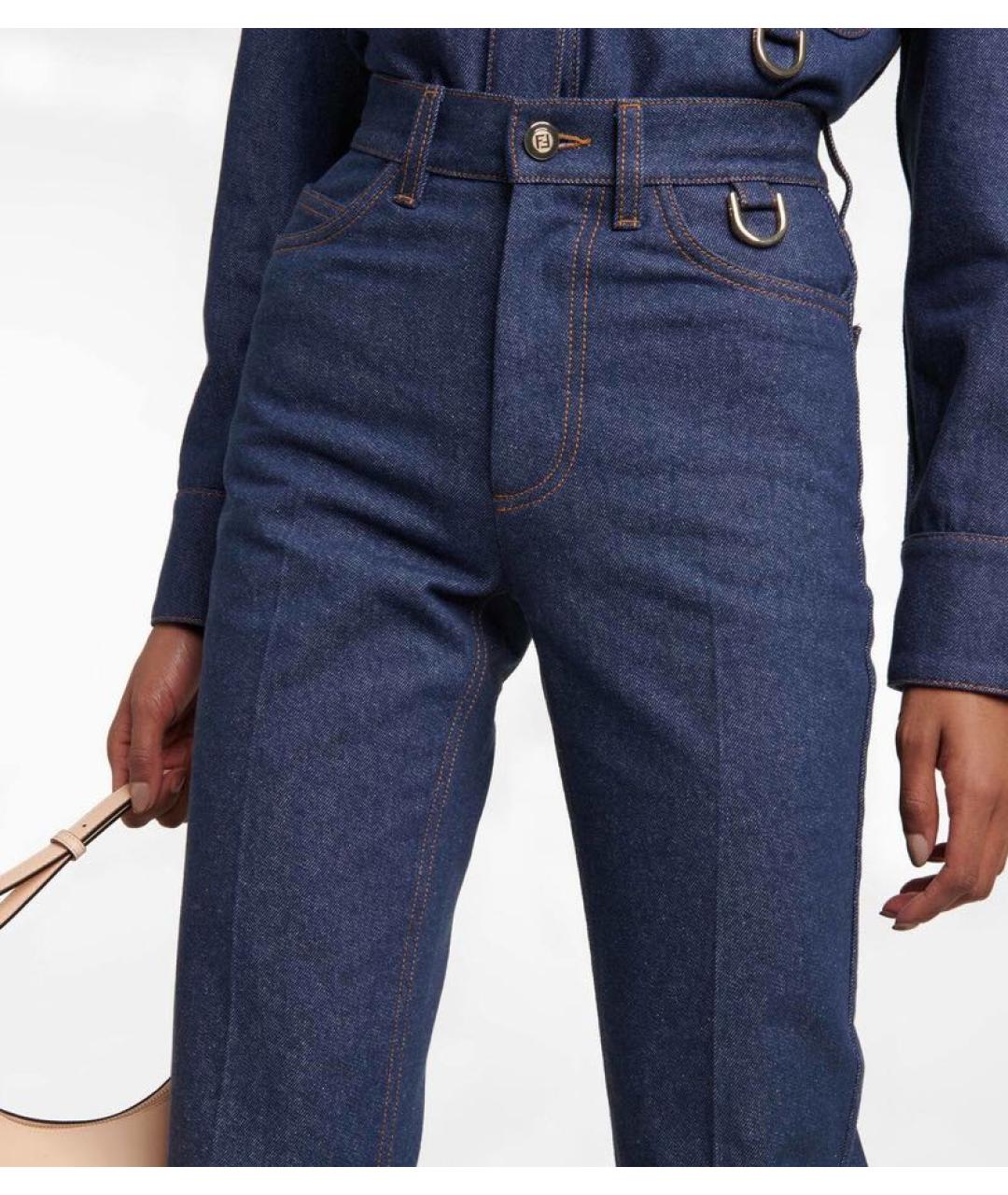 FENDI Синие хлопковые прямые джинсы, фото 2