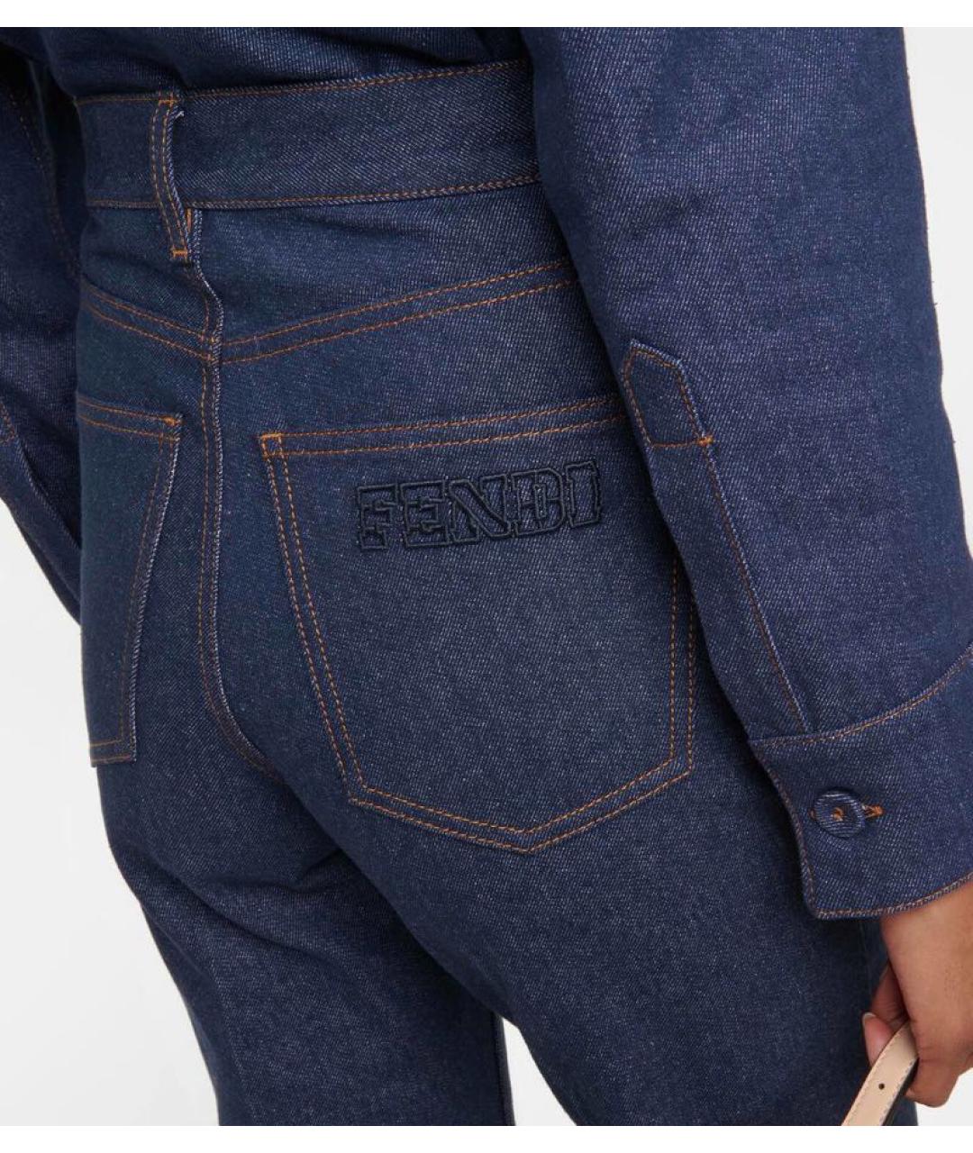 FENDI Синие хлопковые прямые джинсы, фото 3