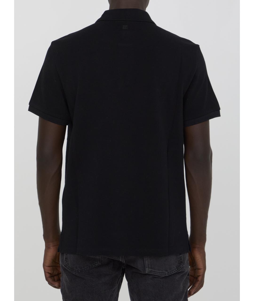 Ami Paris Черное хлопковое поло с коротким рукавом, фото 4