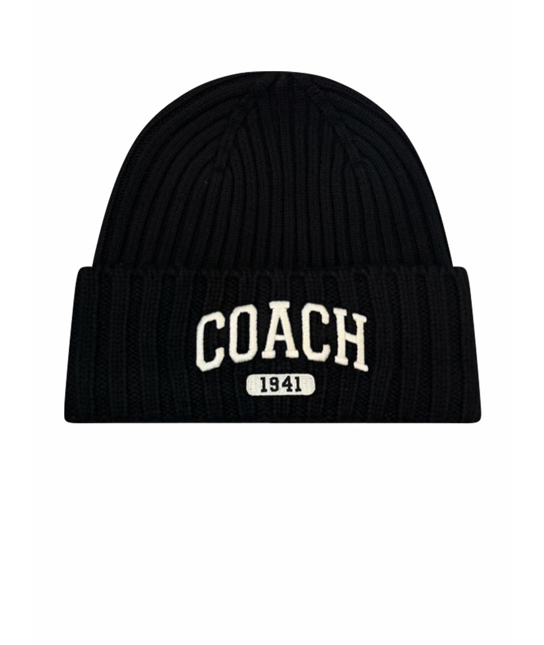 COACH Черная шерстяная шапка, фото 1
