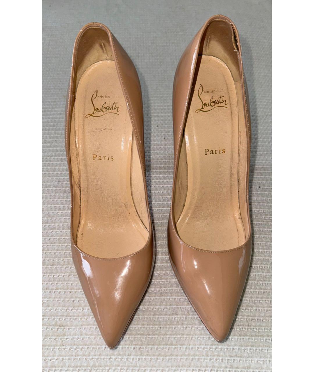 CHRISTIAN LOUBOUTIN Бежевые туфли из лакированной кожи, фото 2