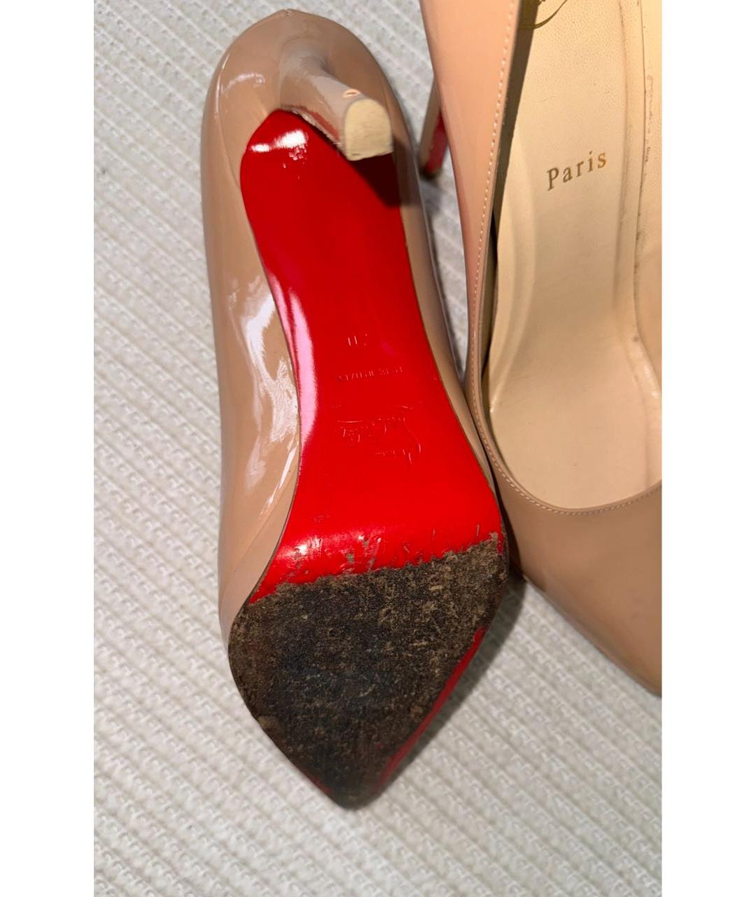 CHRISTIAN LOUBOUTIN Бежевые туфли из лакированной кожи, фото 3