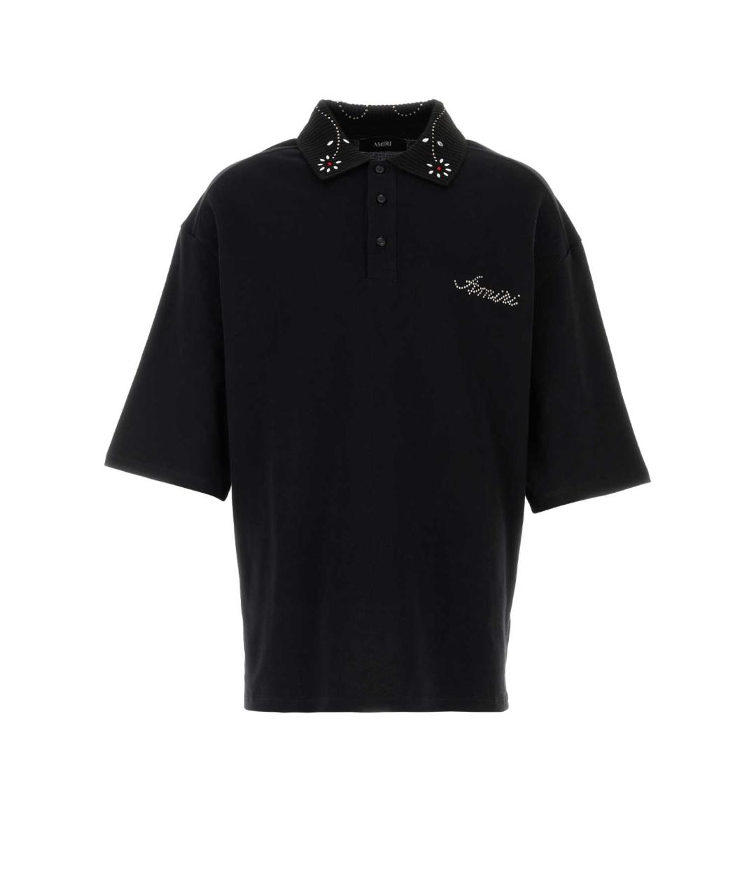 AMIRI Черное хлопковое поло с коротким рукавом, фото 1