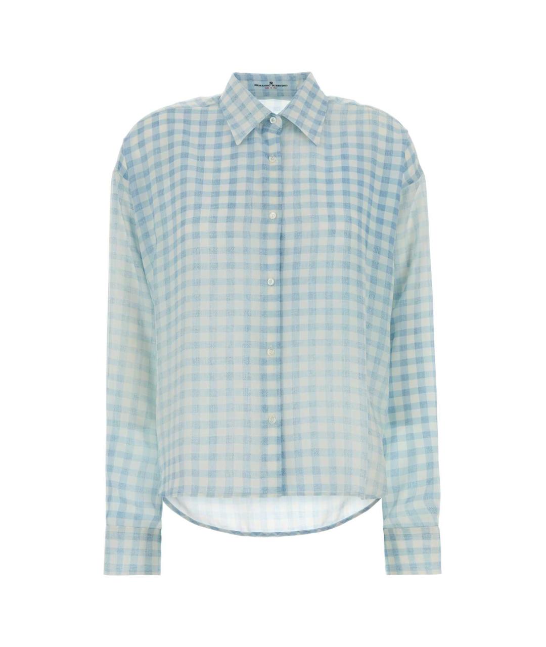 ERMANNO SCERVINO Голубая шелковая рубашка, фото 1
