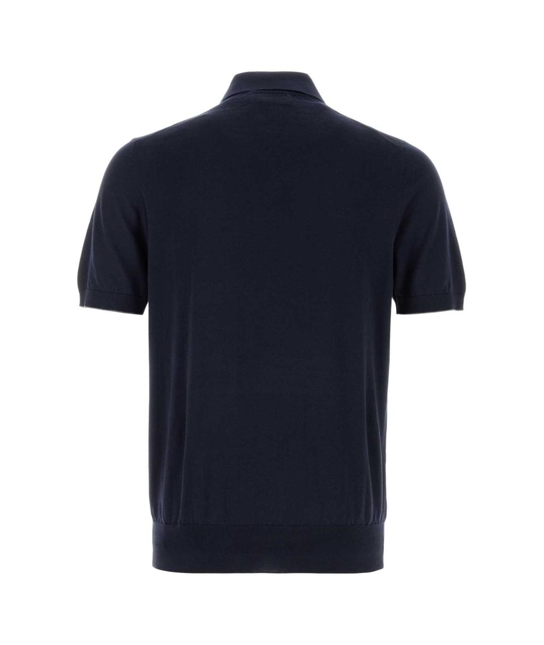 BRUNELLO CUCINELLI Темно-синее хлопковое поло с коротким рукавом, фото 2