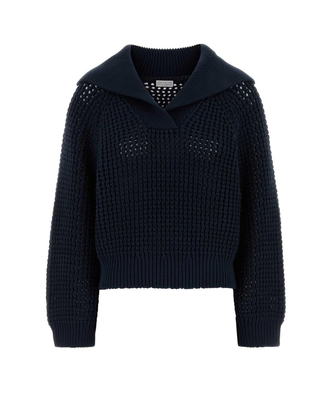 BRUNELLO CUCINELLI Темно-синий хлопковый джемпер / свитер, фото 1