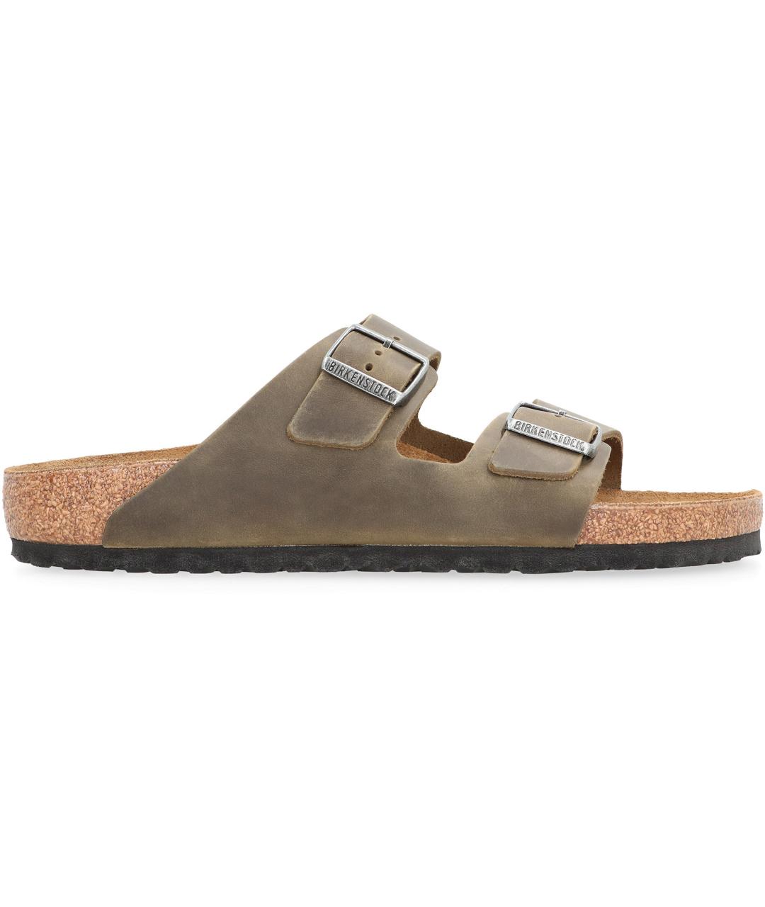 BIRKENSTOCK Хаки кожаные сандалии, фото 2