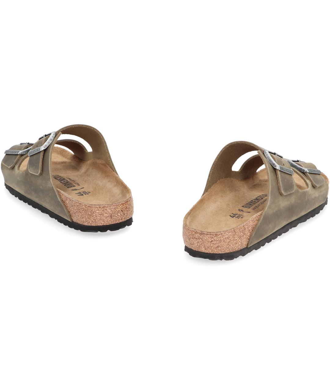 BIRKENSTOCK Хаки кожаные сандалии, фото 4