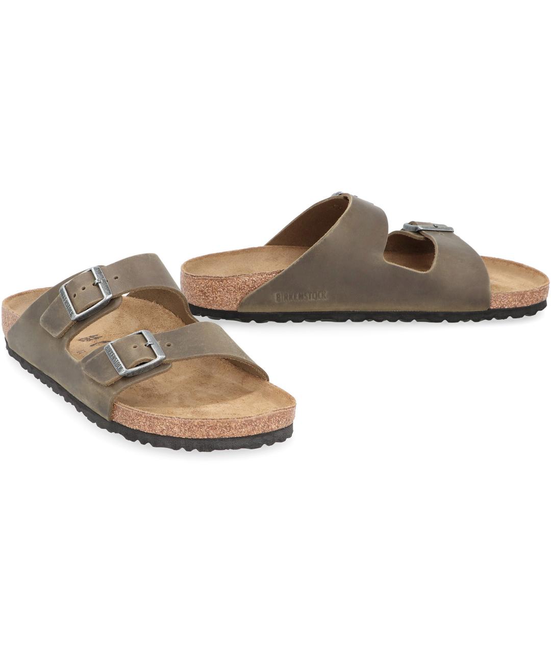 BIRKENSTOCK Хаки кожаные сандалии, фото 3