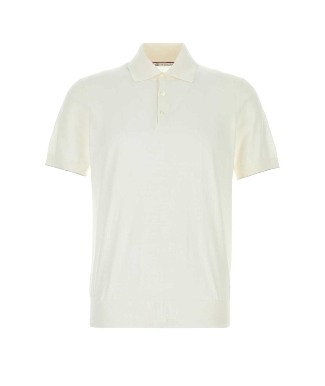BRUNELLO CUCINELLI Белое хлопковое поло с коротким рукавом, фото 1