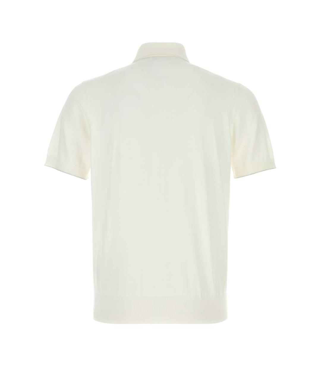 BRUNELLO CUCINELLI Белое хлопковое поло с коротким рукавом, фото 2