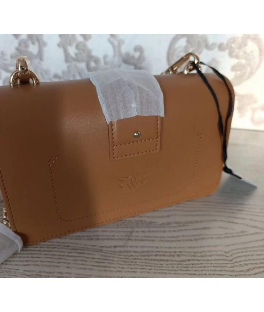 PINKO Коричневая кожаная сумка через плечо, фото 3