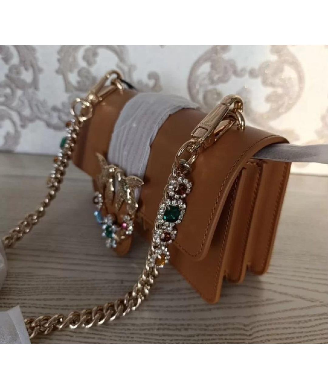 PINKO Коричневая кожаная сумка через плечо, фото 2