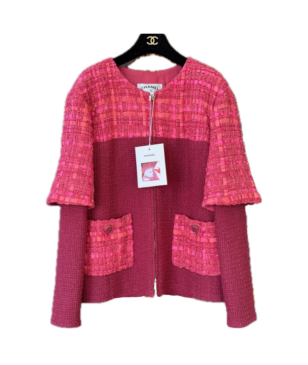 CHANEL Розовый твидовый жакет/пиджак, фото 5